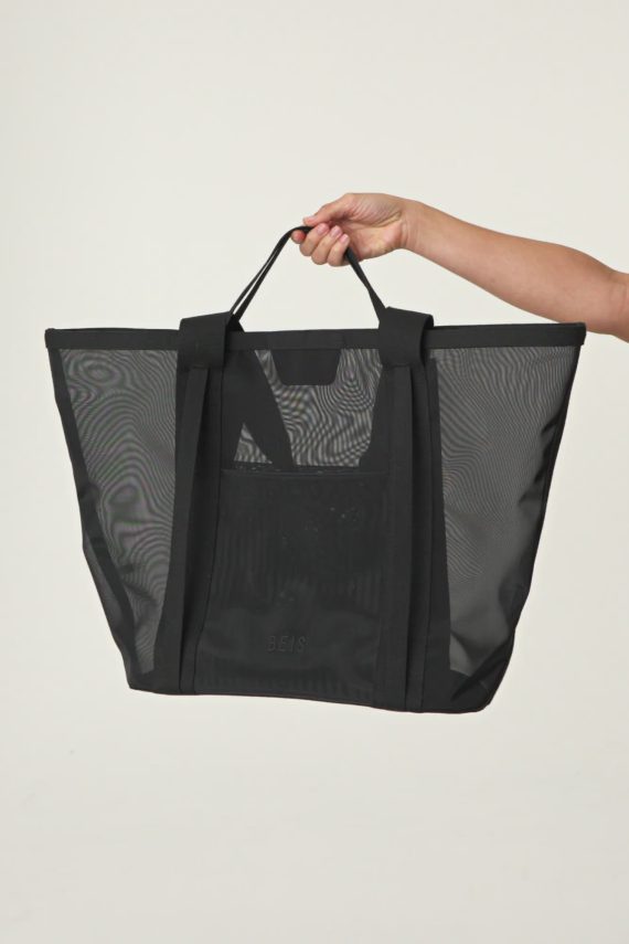 The Mesh Beach Tote in Black - Image 6