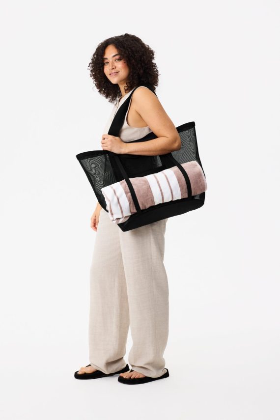 The Mesh Beach Tote in Black - Image 5