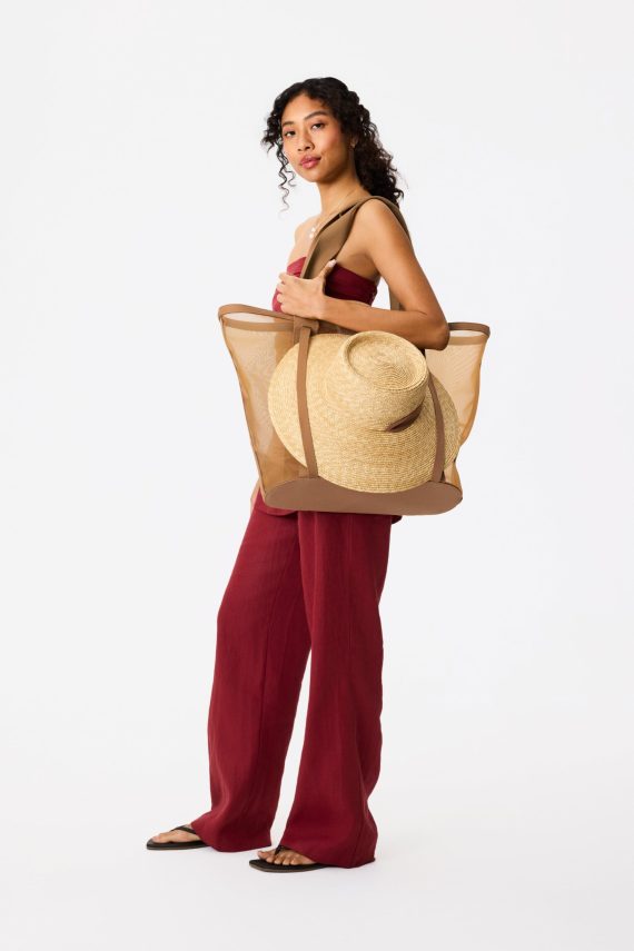 The Mesh Beach Tote in Camel - Image 5