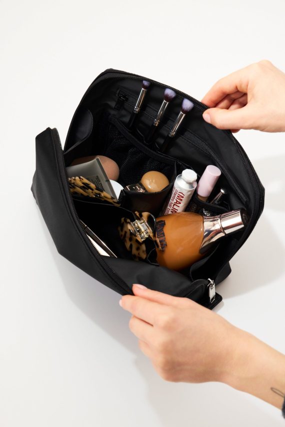 The Medium Cosmetic Pouch in Black - Image 3
