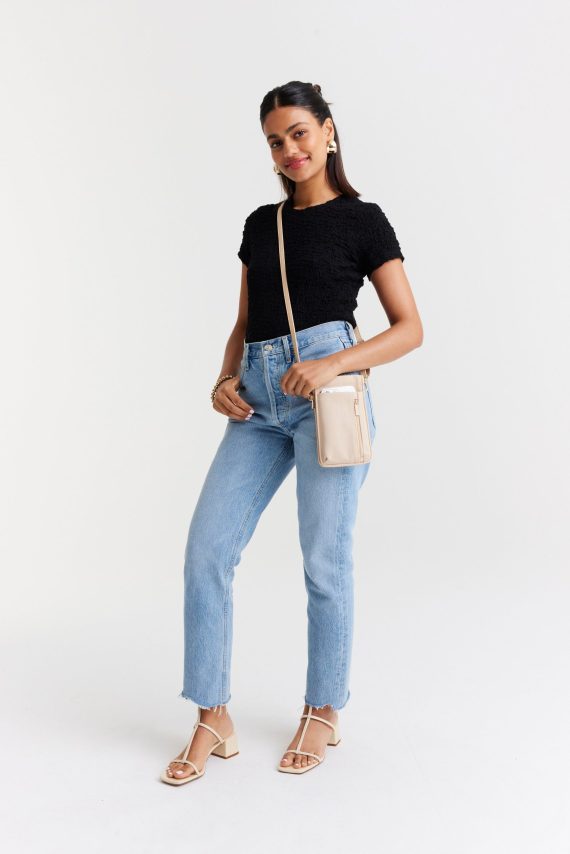 The ID Crossbody Bag in Beige - Image 6