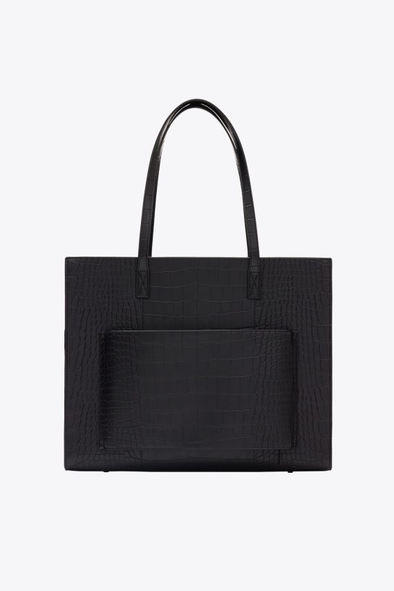 The Large Work Tote in Black Croc - Image 3