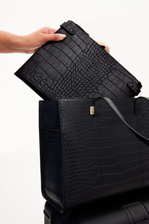 The Work Tote in Black Croc - Image 4