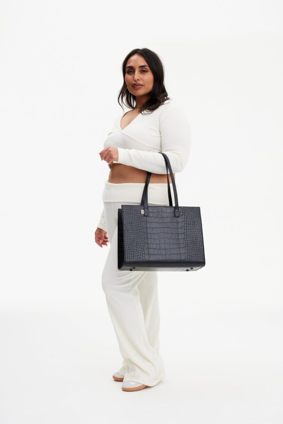 The Work Tote in Black Croc - Image 5