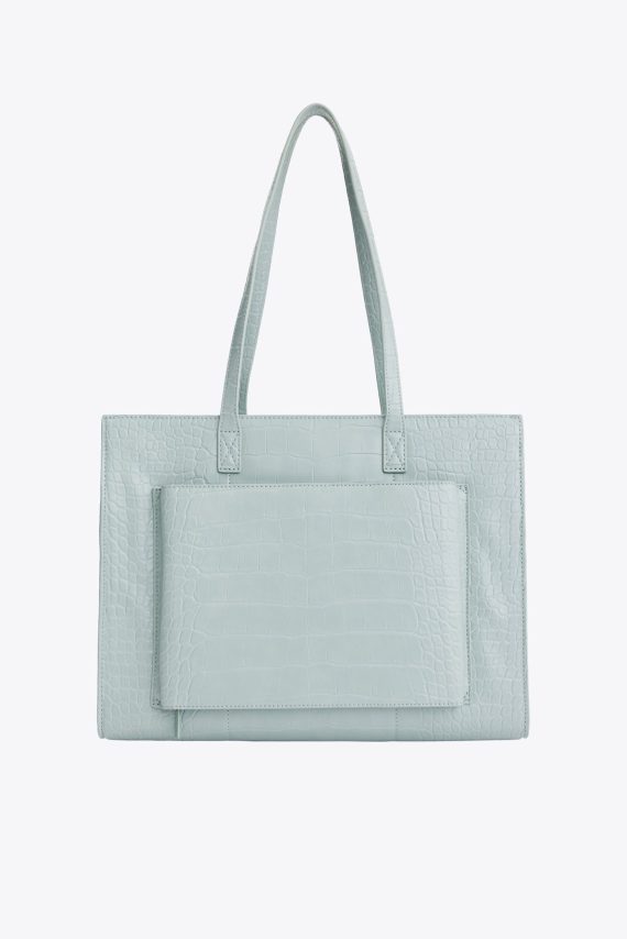 The Work Tote in Slate Croc - Image 3