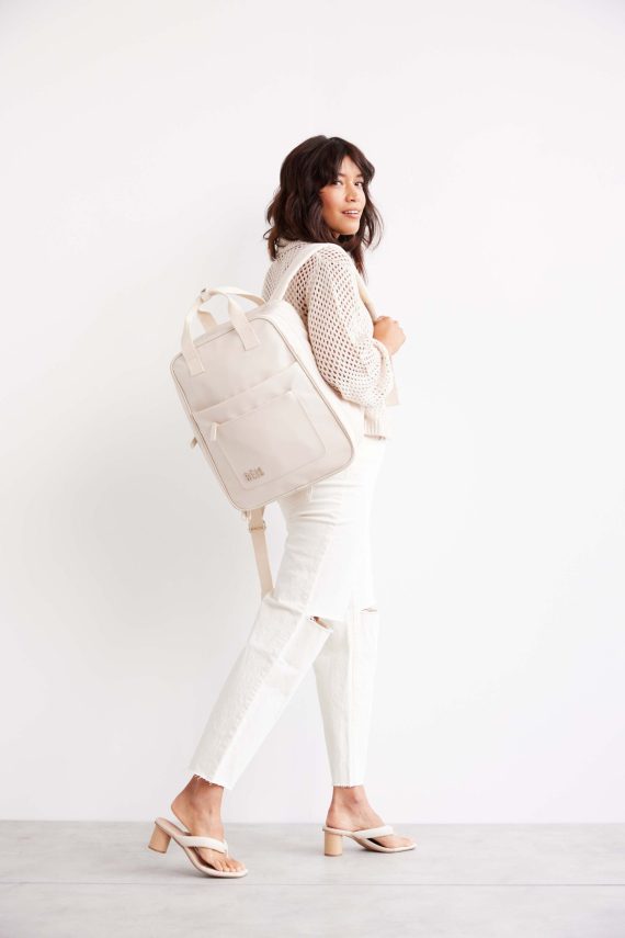The Expandable Backpack in Beige - Image 6