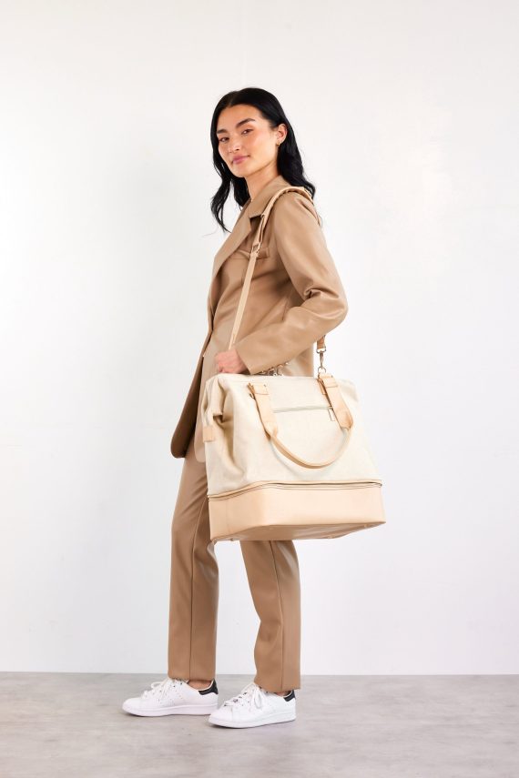 The Convertible Mini Weekender in Beige - Image 6