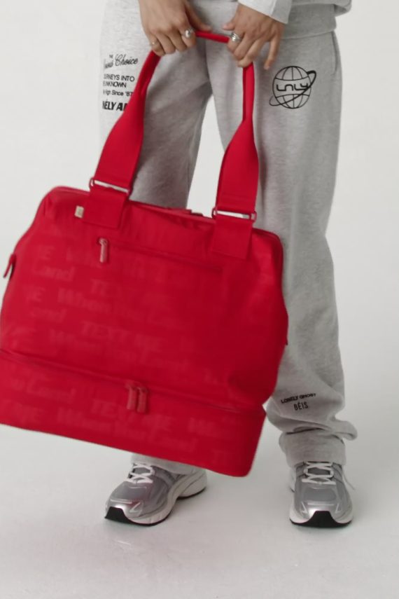 The Mini Weekender in Text Me Red - Image 6